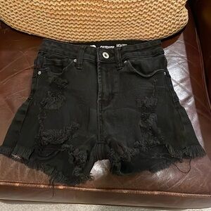 High Rise Black Denim Shorts Size 1